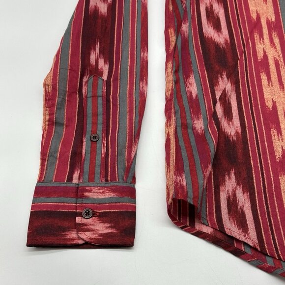 Lauren Ralph Lauren Size Small Red Geo Striped Cotton Voile Button Up Shirt NWT - Picture 4 of 13